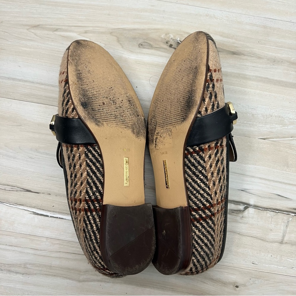 Louise et Cie Lo Brone Brown Plaid Chain Loafers - Picture 9 of 10
